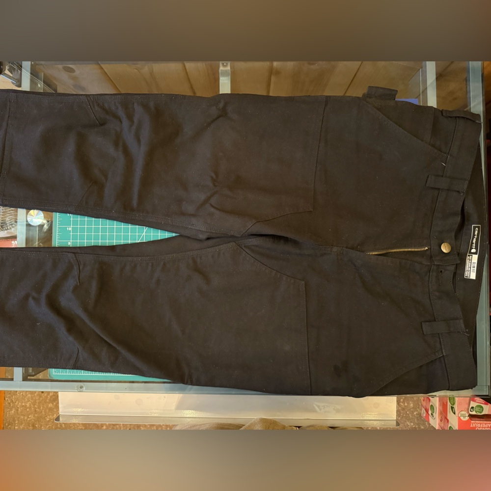 Carhartt Black Slim Tapered Rugged Flex Duck Double-Front Dungaree